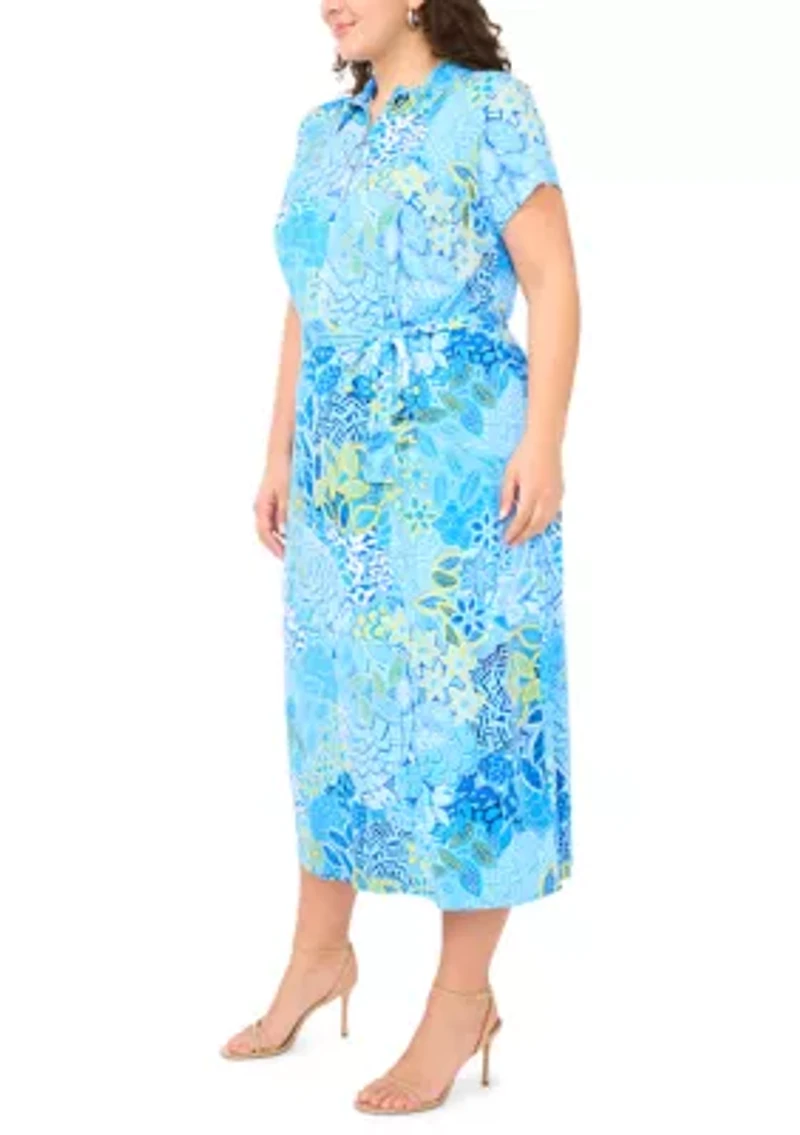 Plus Short Sleeve Midi Shirtdress