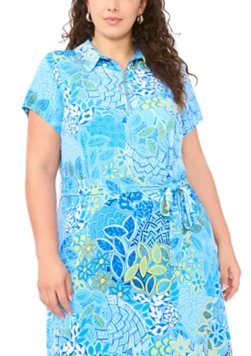 Plus Short Sleeve Midi Shirtdress