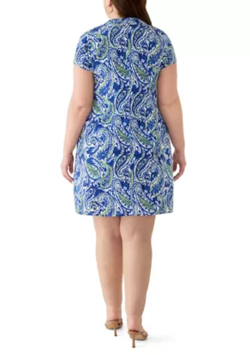 Plus Paisley Print Mini Dress
