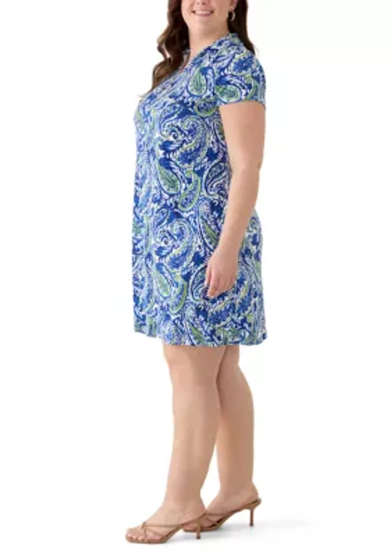 Plus Paisley Print Mini Dress