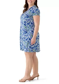 Plus Paisley Print Mini Dress
