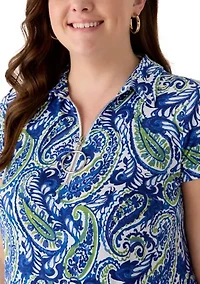 Plus Paisley Print Mini Dress