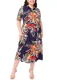 Plus Printed Midi Shirtdress