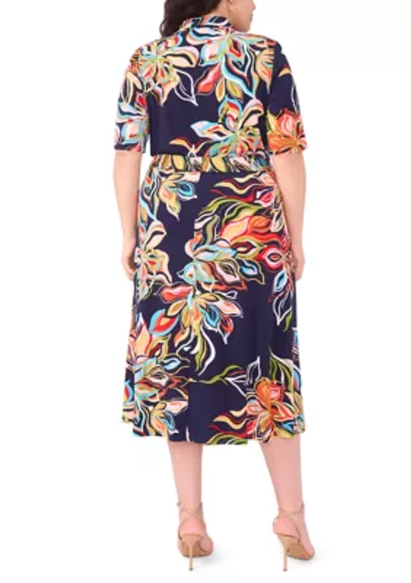 Plus Printed Midi Shirtdress