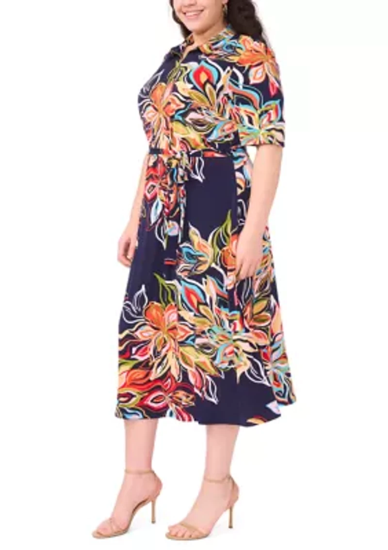 Plus Printed Midi Shirtdress