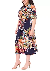 Plus Printed Midi Shirtdress