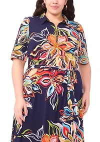 Plus Printed Midi Shirtdress