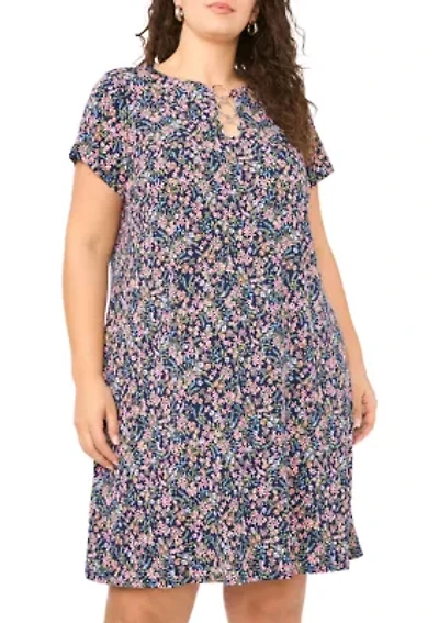 Plus 3 Ring Ditsy Mini Dress