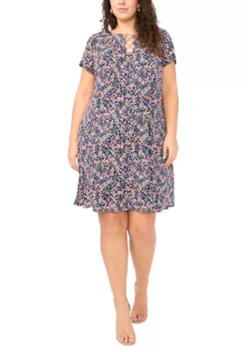 Plus 3 Ring Ditsy Mini Dress