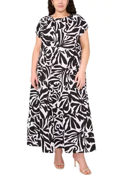 Plus Crew Neck Printed Dress