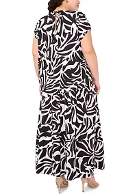 Plus Crew Neck Printed Dress