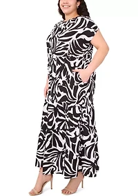 Plus Crew Neck Printed Dress
