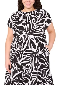 Plus Crew Neck Printed Dress
