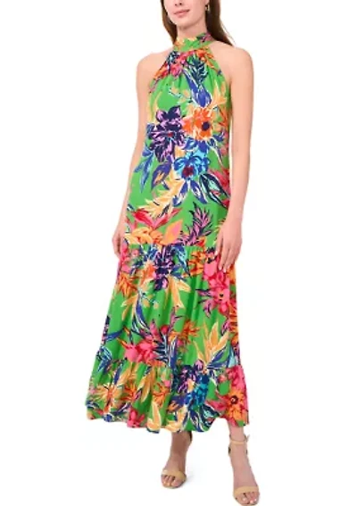 Women's Floral Printed Halter Neck Dress