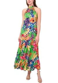 Women's Floral Printed Halter Neck Dress