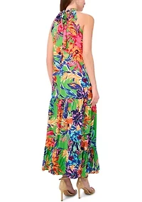 Women's Floral Printed Halter Neck Dress