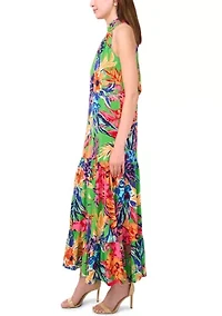 Women's Floral Printed Halter Neck Dress