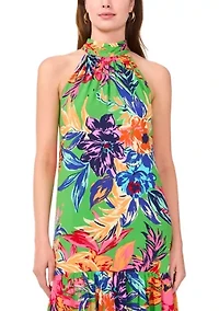 Women's Floral Printed Halter Neck Dress