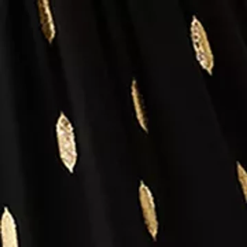 Women's Long Sleeve V-Neck Foil Chiffon Maxi Dress