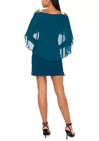 Women's Cold Shoulder Cap Sleeve Rhinestone Strap Dress