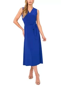 Women's Tie Waist V-Neck Maxi Dress