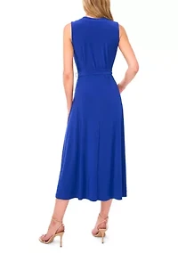 Women's Tie Waist V-Neck Maxi Dress