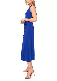Women's Tie Waist V-Neck Maxi Dress