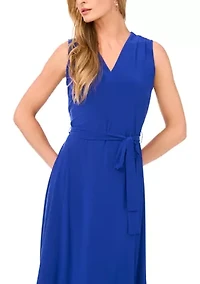 Women's Tie Waist V-Neck Maxi Dress