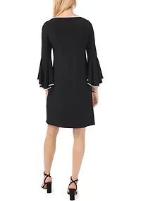 Women's Boat Neck Solid Dress