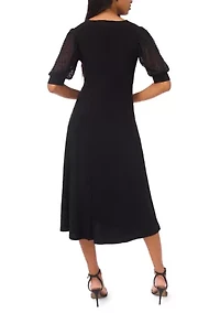 Women's Short Sleeve Twist Midi Dress