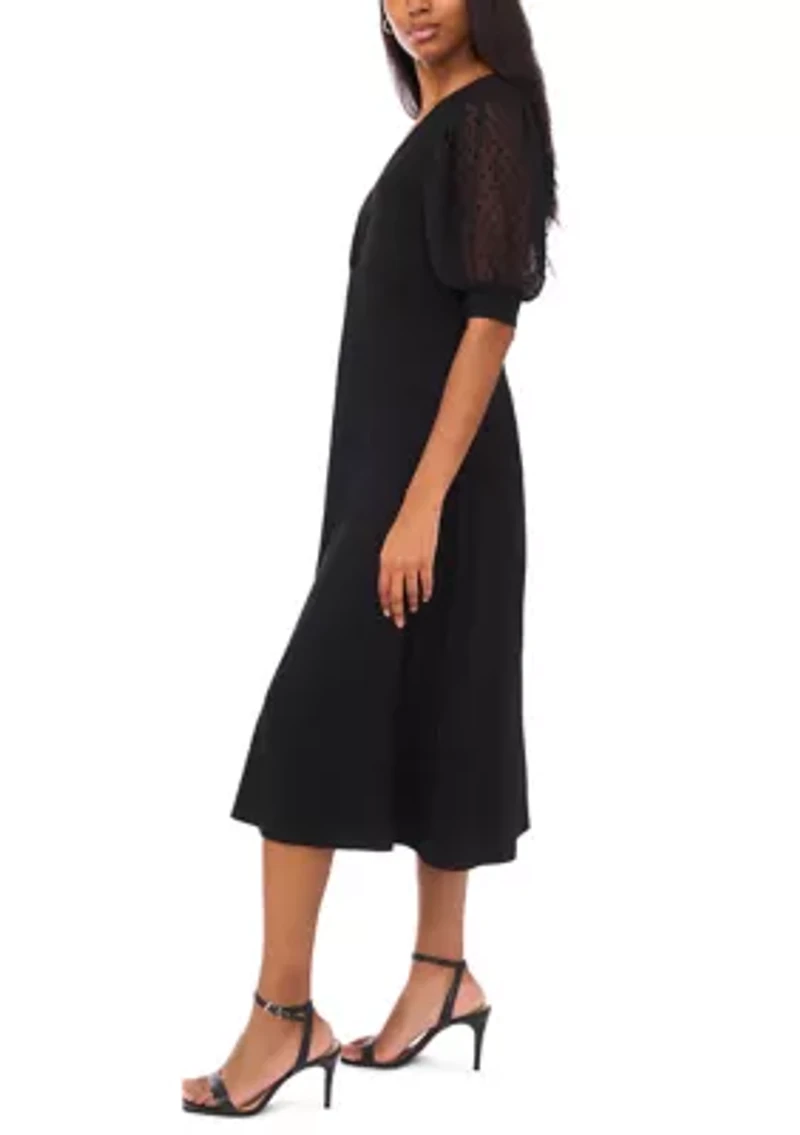 Women's Short Sleeve Twist Midi Dress
