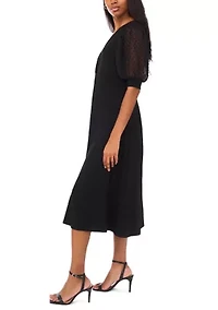 Women's Short Sleeve Twist Midi Dress