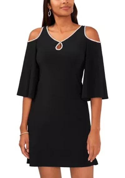 Women's Cold Shoulder Keyhole Neck Sheath Dress