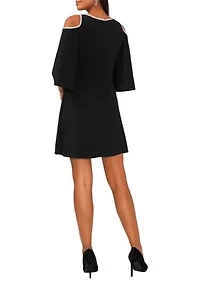 Women's Cold Shoulder Keyhole Neck Sheath Dress