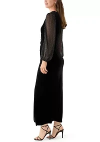 Women's Long Sleeve V-Neck Velvet Sheath