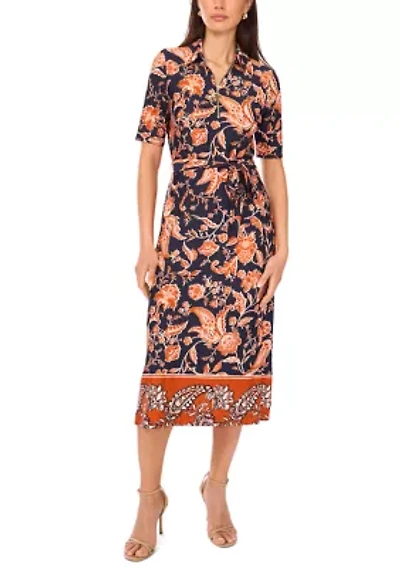 Women's Floral Printed Collared Dress