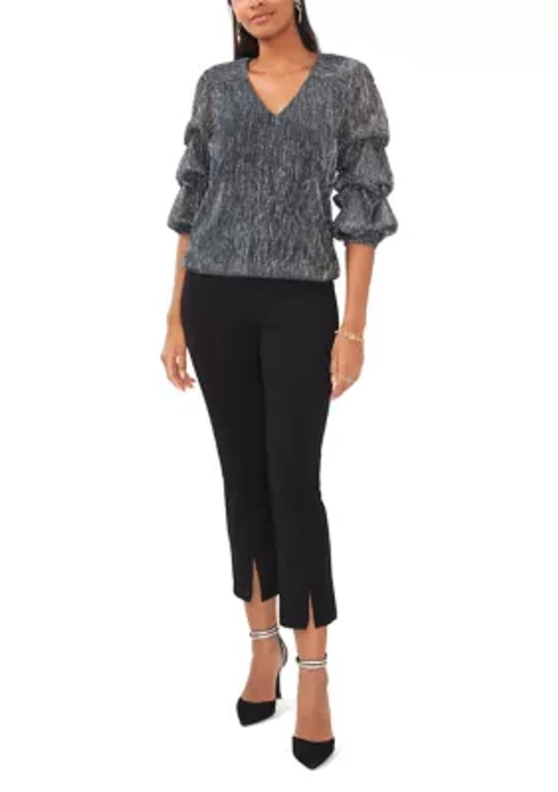 Women's V-Neck Puff Sleeve Top