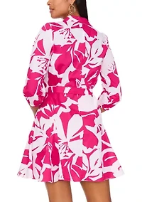 Women's 3/4 Sleeve Collared Printed Dress