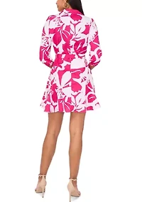 Women's 3/4 Sleeve Collared Printed Dress