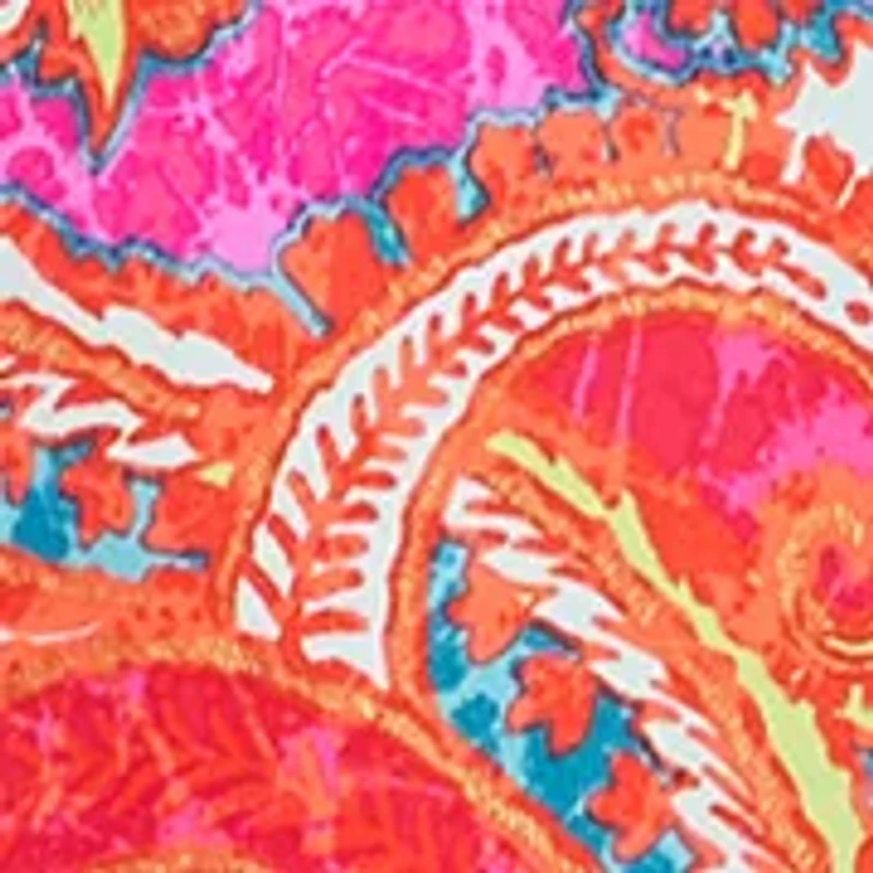 Women's Short Sleeve Paisley Print Tie Waist Fit and Flare Midi Dress