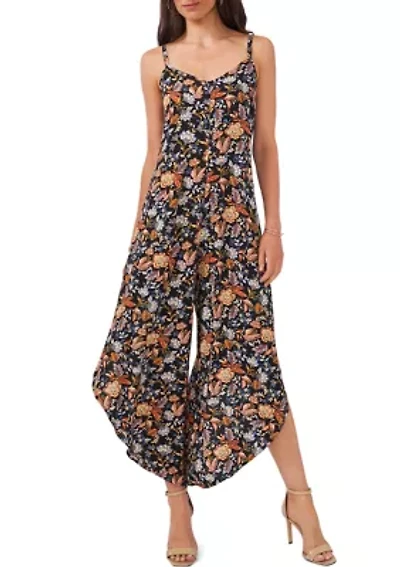 Women's Sleeveless Sweetheart Neck Floral Printed Jumpsuit