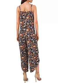 Women's Sleeveless Sweetheart Neck Floral Printed Jumpsuit