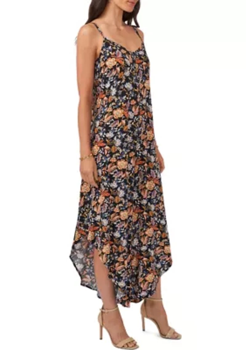 Women's Sleeveless Sweetheart Neck Floral Printed Jumpsuit