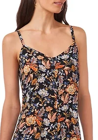 Women's Sleeveless Sweetheart Neck Floral Printed Jumpsuit