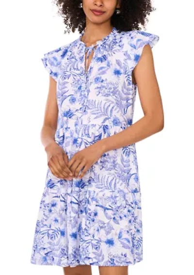 Women's Sleeveless Printed Linen Dress