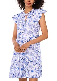 Women's Sleeveless Printed Linen Dress