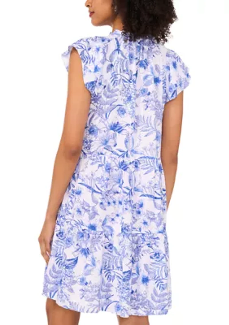 Women's Sleeveless Printed Linen Dress