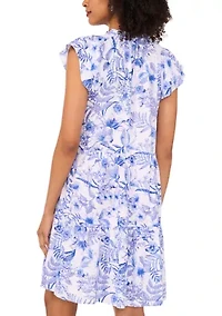 Women's Sleeveless Printed Linen Dress