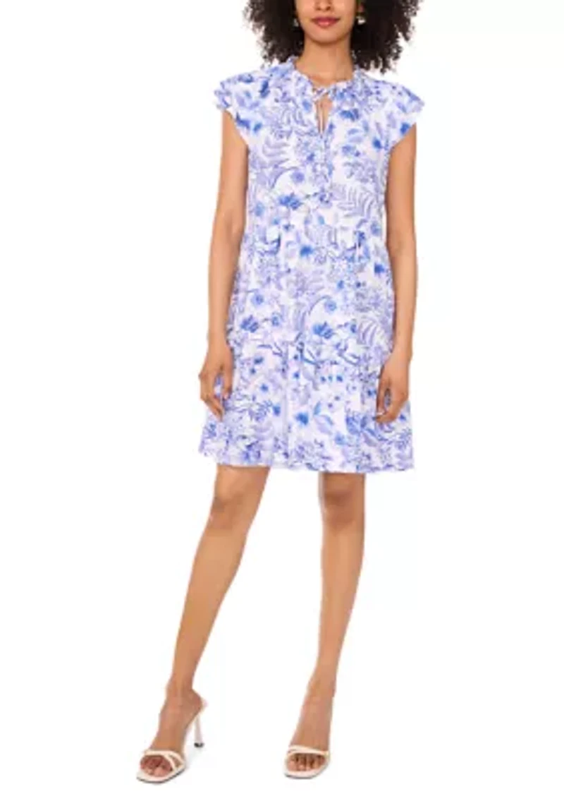 Women's Sleeveless Printed Linen Dress