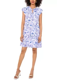 Women's Sleeveless Printed Linen Dress